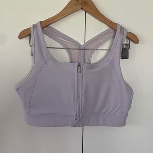 Light Purple Zip Up Sports Bra